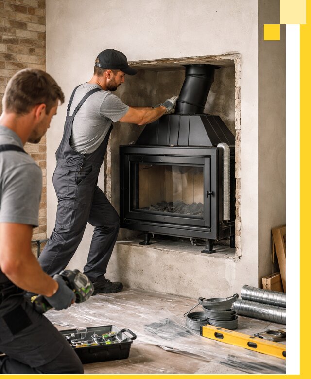 Установка каминных топок в Мысках: монтаж, подключение