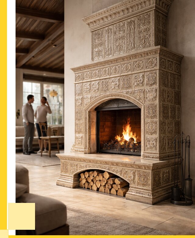 Купить изразцовый камин в Мысках от 253575 р. | ЭриданМси