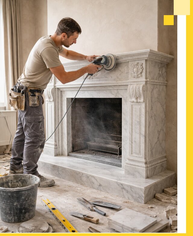 Изготовление и установка мраморных каминов в Мысках под ключ