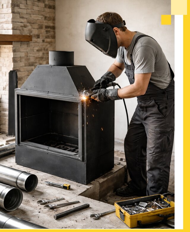 Продажа и установка металлических каминов в Мысках под ключ