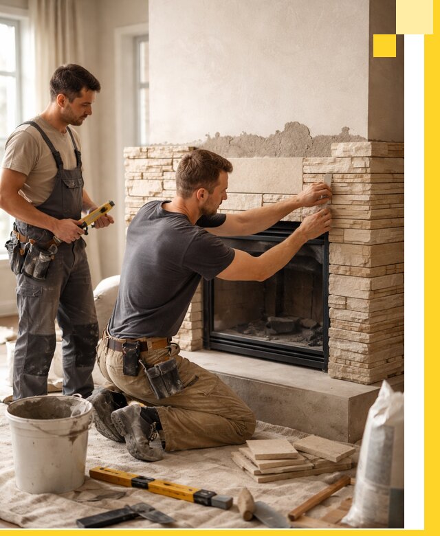 Установка и монтаж каминов для загородного дома в Мысках