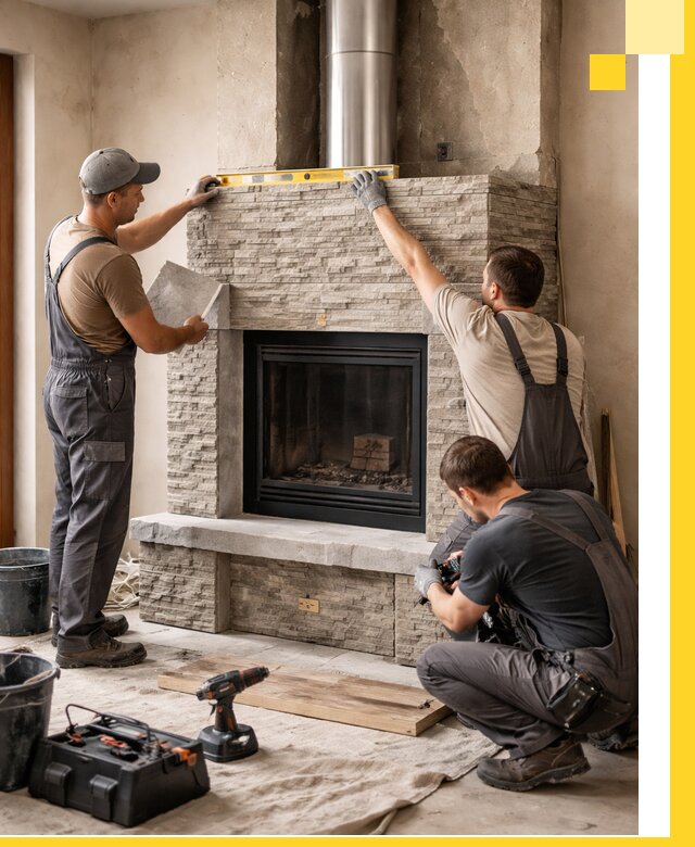 Профессиональный монтаж каминов под ключ в Мысках для дома