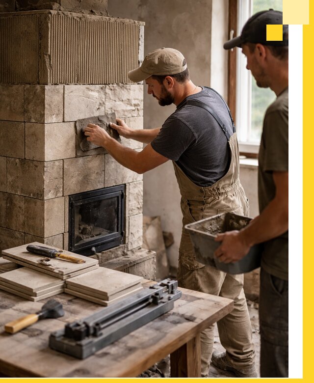 Профессиональная облицовка печей в Мысках: керамика и камень