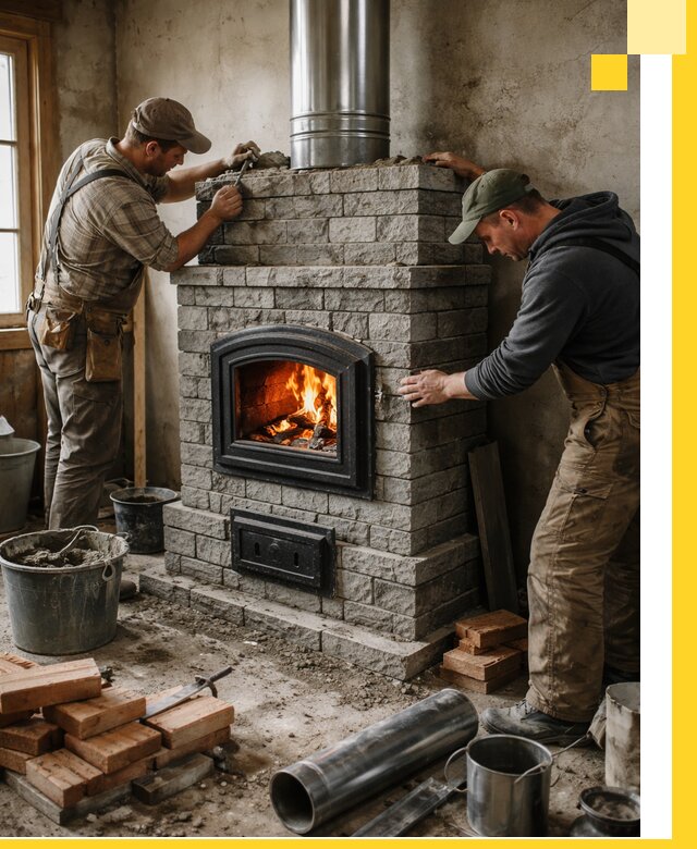 Производство, поставка и монтаж дровяных печей в Мысках