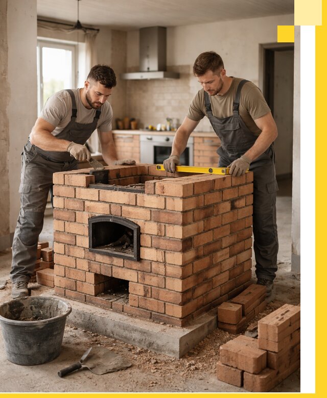 Установка и монтаж печей в частном доме в Мысках под ключ