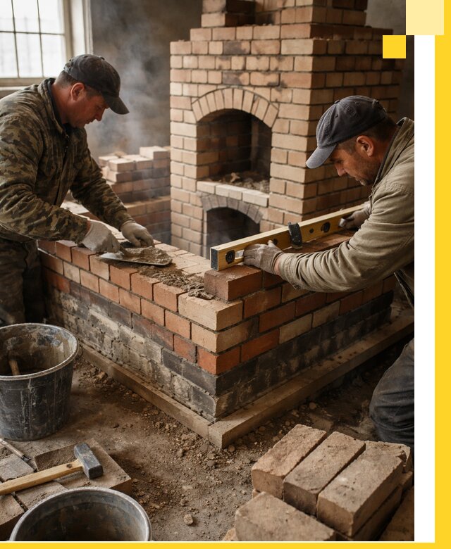 Изготовление и монтаж печей и каминов из кирпича в Мысках