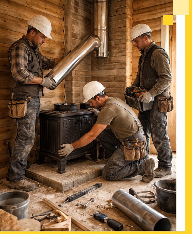 Профессиональный монтаж банных печей и дымоходов в Мысках