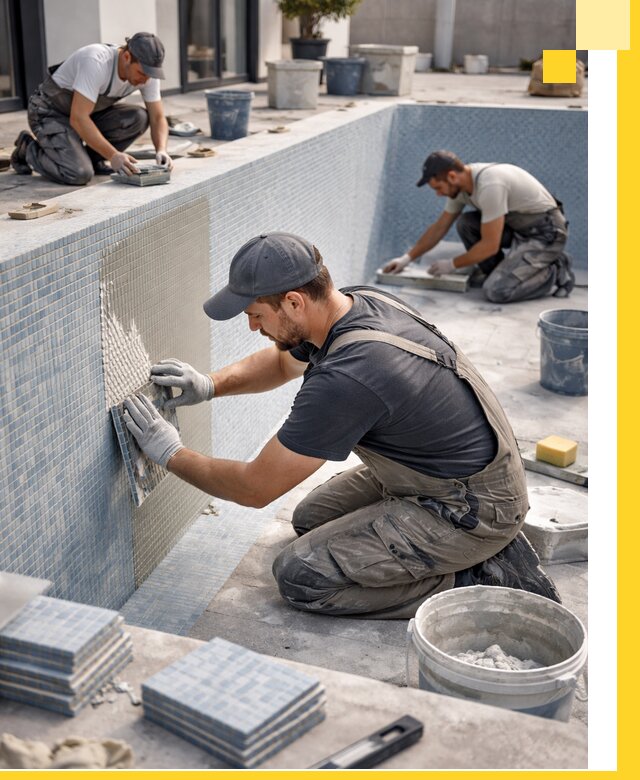 Облицовка бассейнов в Мысках плитка мозаика гидроизоляция