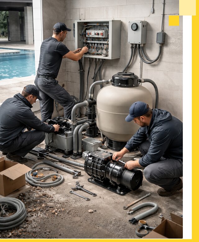 Профессиональный монтаж оборудования для бассейнов в Мысках