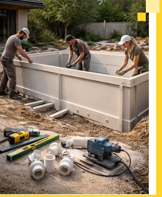 Установка полипропиленовых бассейнов под ключ в Мысках