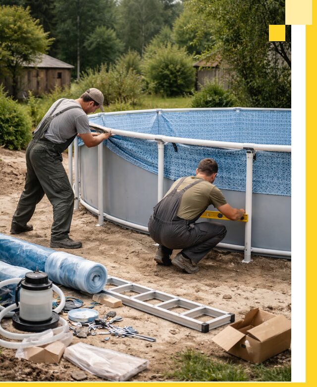 Установка и монтаж каркасных бассейнов в Мысках под ключ