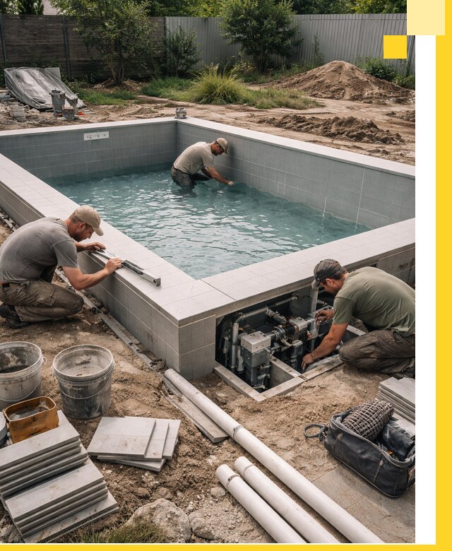 Строительство и монтаж бассейнов для дачи под ключ в Мысках