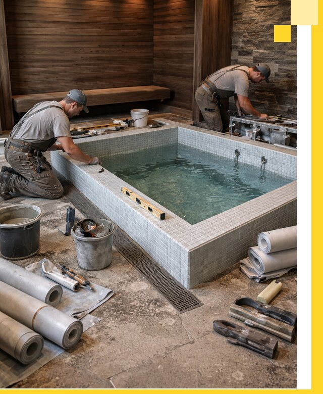 Установка и строительство бассейнов для сауны в Мысках