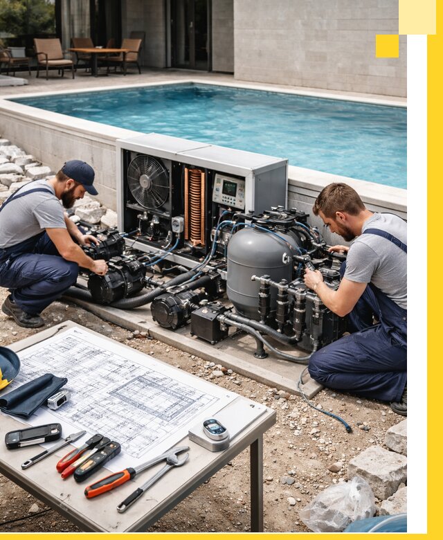 Проектирование и монтаж бассейнов с подогревом в Мысках