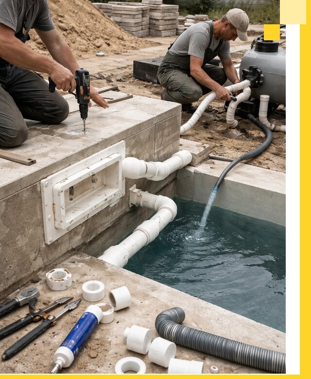 Строительство скиммерных бассейнов под ключ в Мысках