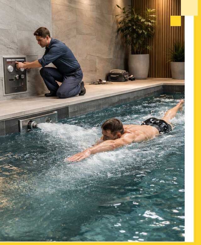 Проектирование и монтаж бассейнов с противотоком в Мысках