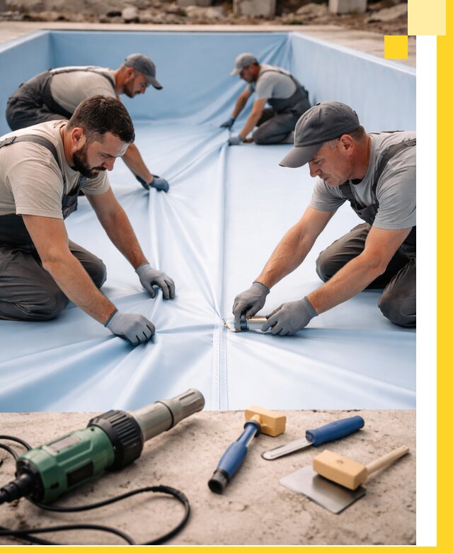 ПВХ пленка для бассейнов с монтажом и гарантией в Мысках