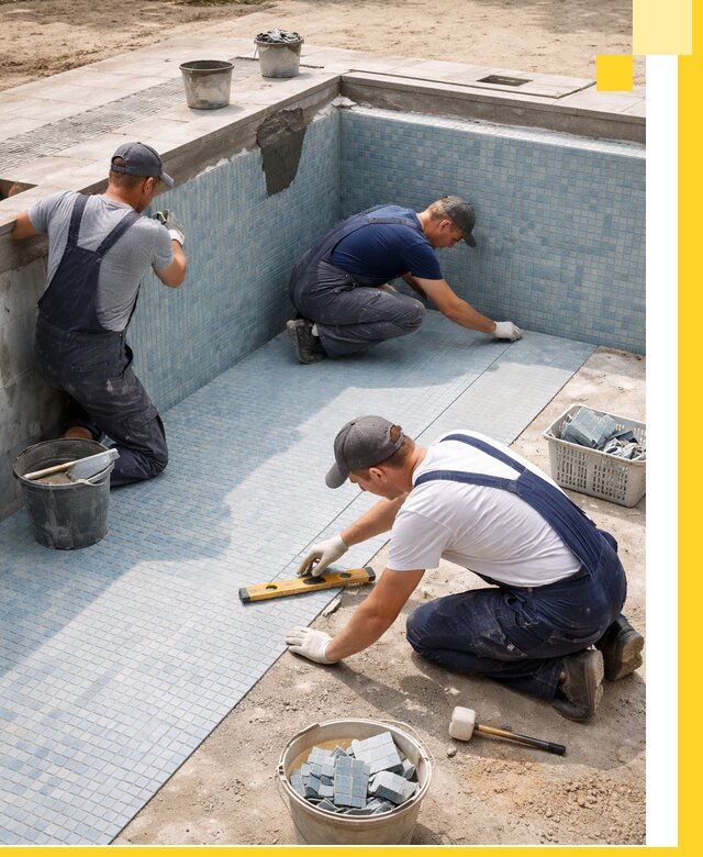 Укладка и установка плитки для бассейнов под ключ в Мысках