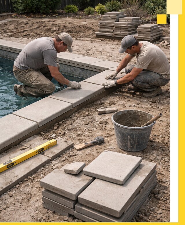 Установка и изготовление копингового камня для бассейнов в Мысках
