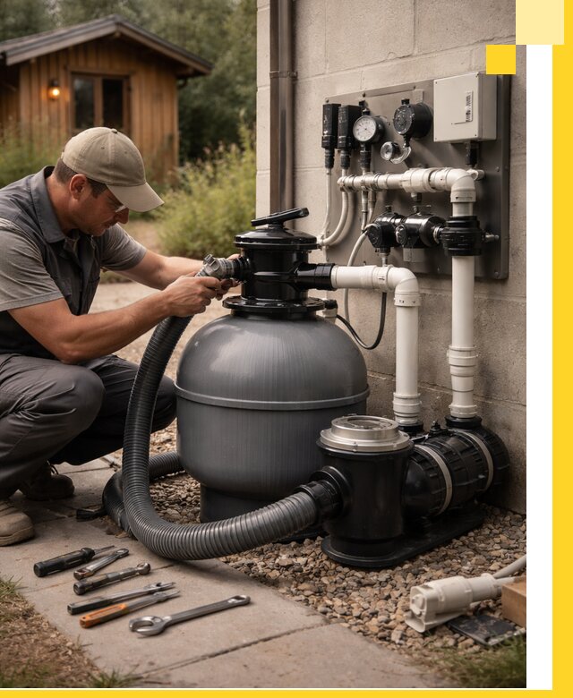 Продажа и монтаж фильтров и насосов для бассейнов в Мысках