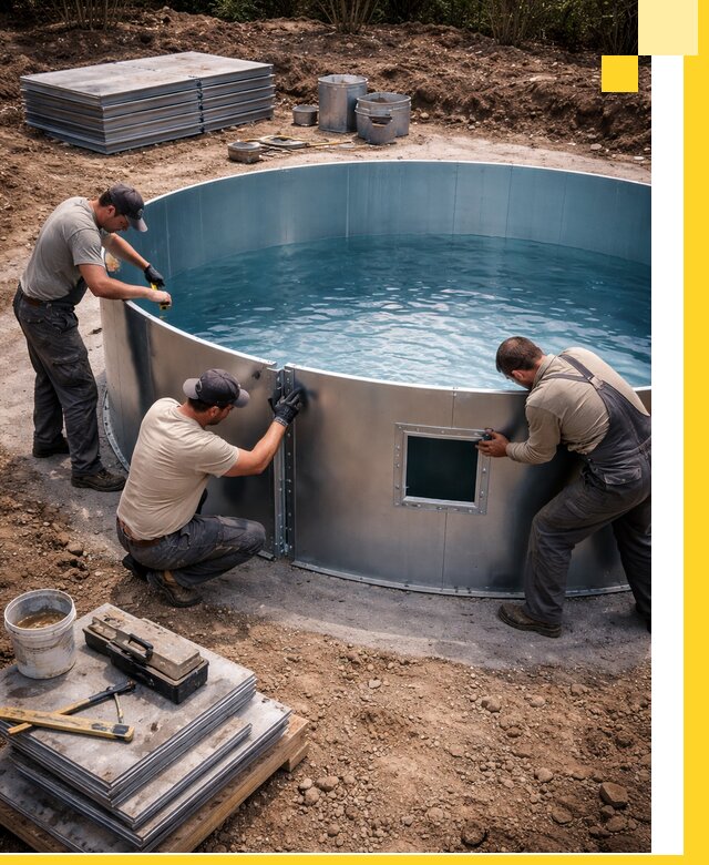 Круглые бассейны под ключ в Мысках проектирование и монтаж