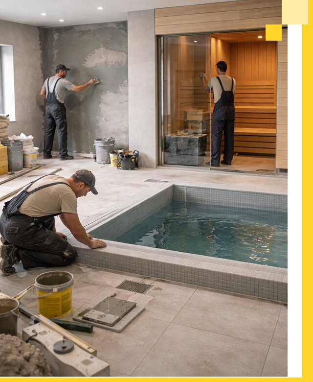 Проектирование и строительство сауны с бассейном в Мысках