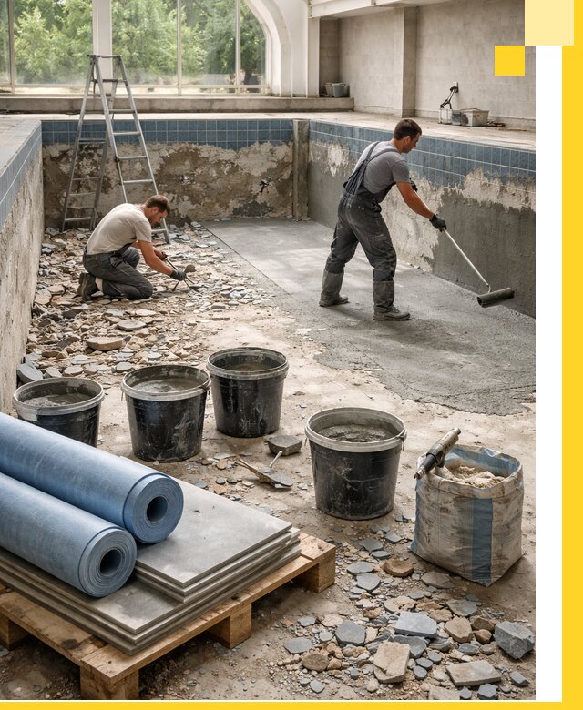 Реконструкция бассейнов в Мысках: ремонт, гидроизоляция