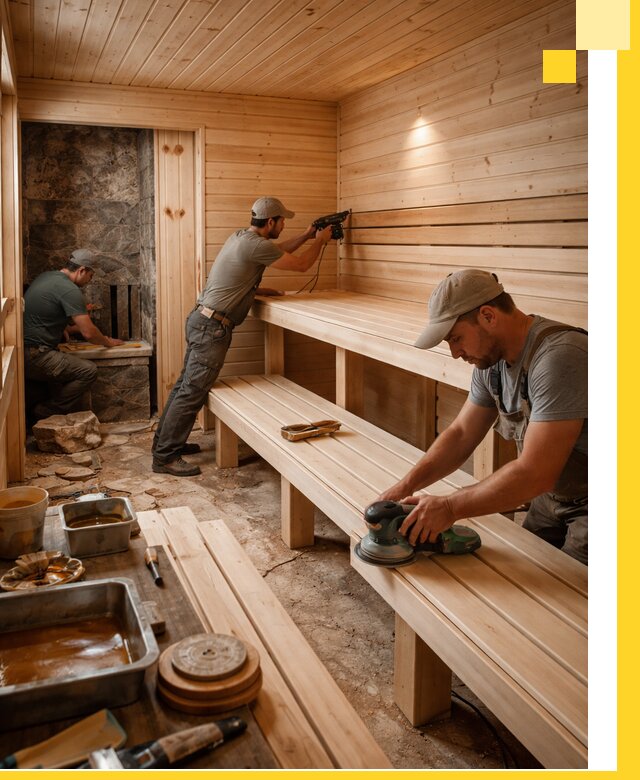 Профессиональная отделка бань в Мысках под ключ, с гарантией