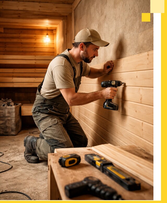 Профессиональная внутренняя отделка бани в Мысках под ключ