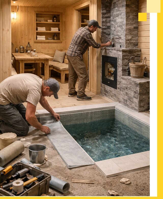 Строительство бань с комнатой отдыха под ключ в Мысках