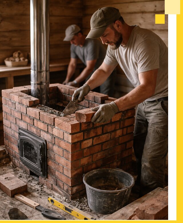 Кирпичные печи для бани под ключ в Мысках, проект и монтаж