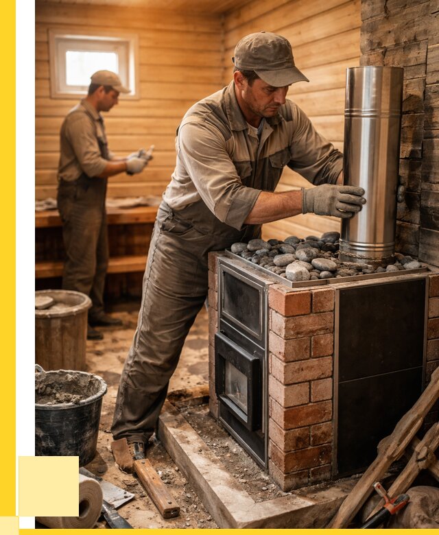 Монтаж печи в бане под ключ в Мысках от 20286 р. | ЭриданМси