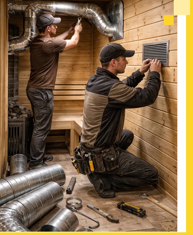 Проектирование и монтаж вентиляции бани в Мысках под ключ
