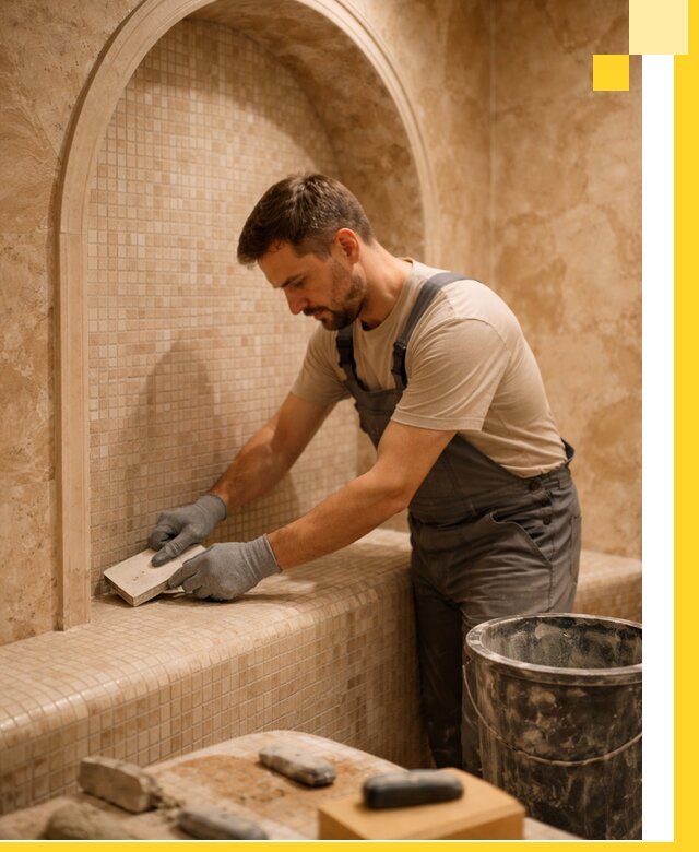 Профессиональная отделка хамамов с мозаикой под ключ в Мысках