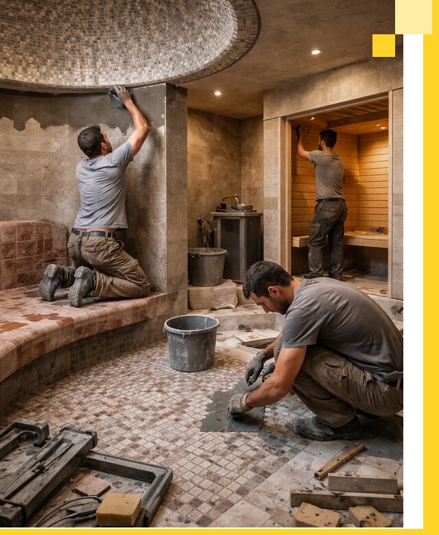 Проект и строительство хамама бани и сауны под ключ в Мысках